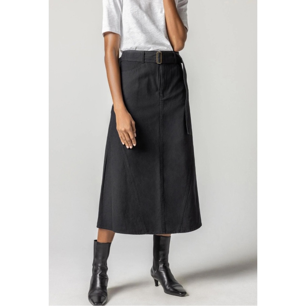 Lilla P Canvas Woven Jean Skirt in Black